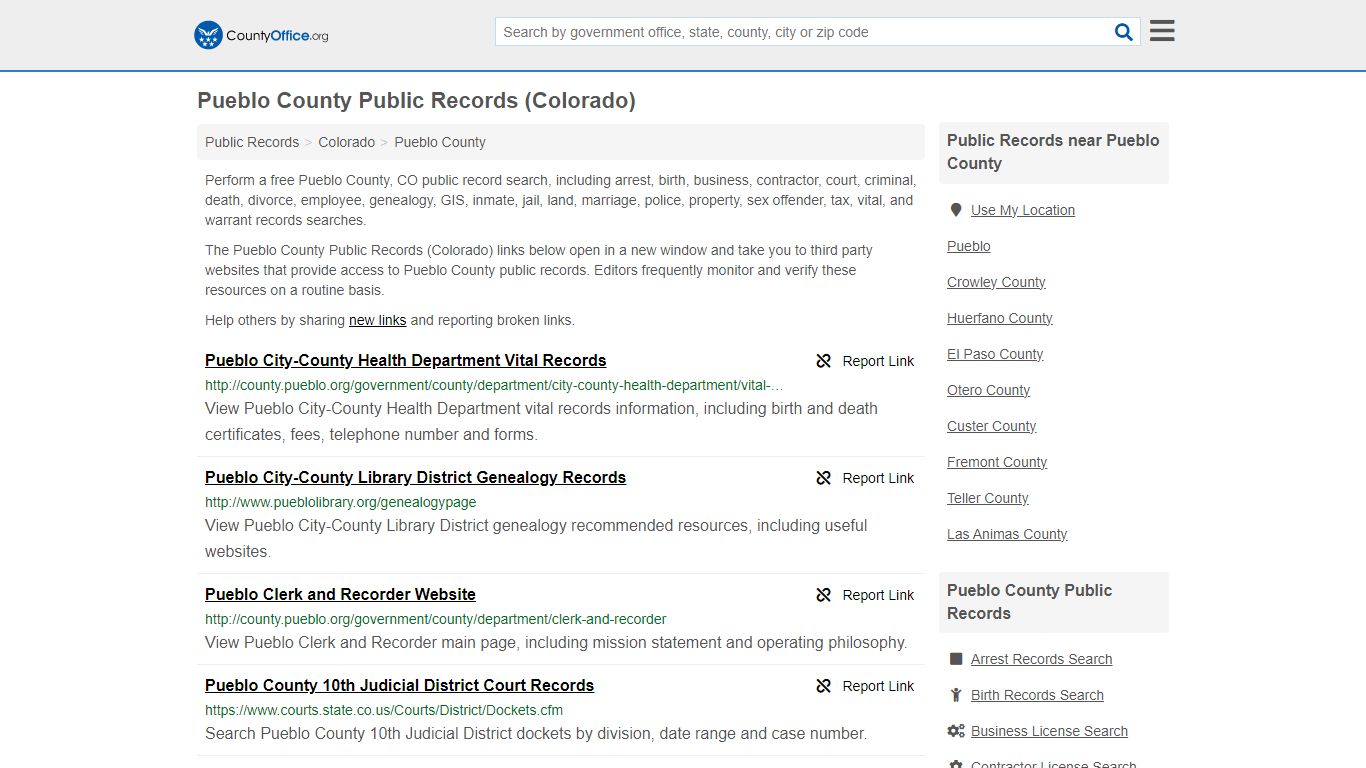Public Records - Pueblo County, CO (Business, Criminal, GIS, Property ...
